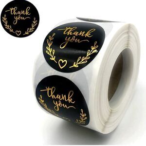 Thank You stickers Black and Gold - 1.5” roll of 500 NWT